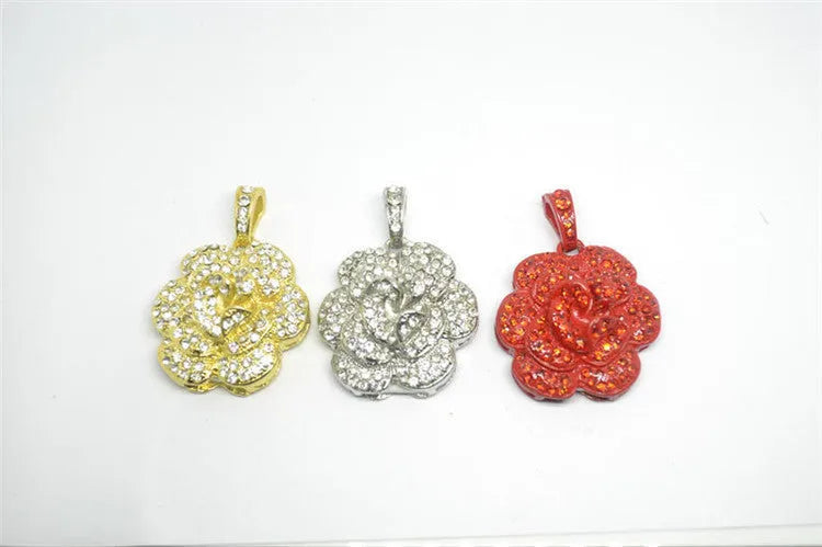 Diamond-studded metal rose USB flash drive with crystal jewels in blue, purple, or red
