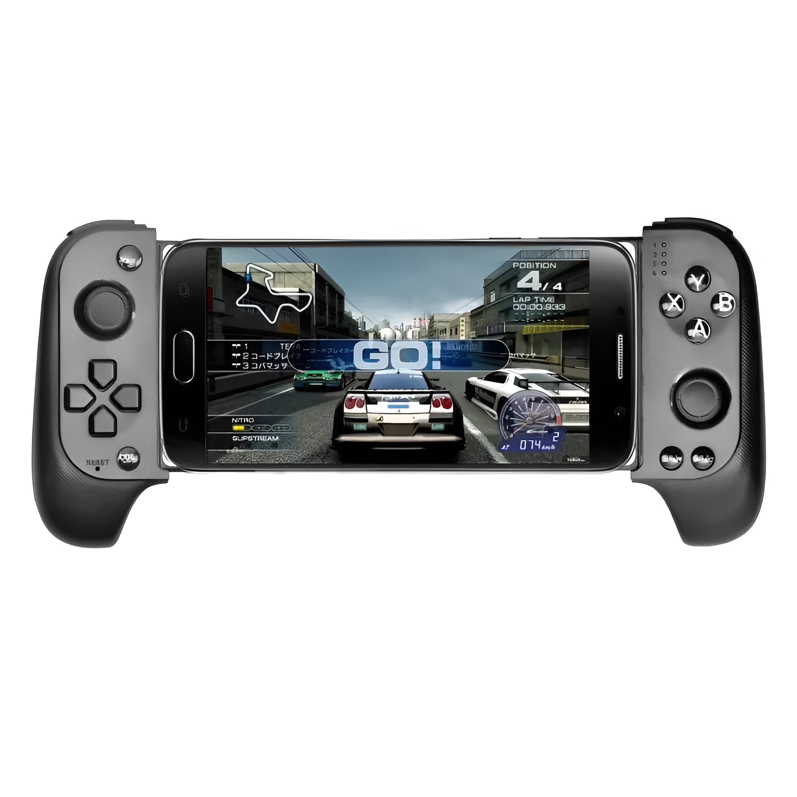 Cytec wireless Bluetooth game controller with telescopic handle extended, shown in black colour.