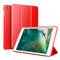 Black iPad Air 2 protective clamshell case with built-in silicone stand in open position.