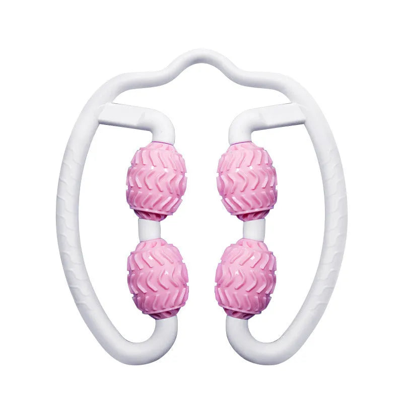 Purple and pink annular silicone leg massage roller for fitness muscle recovery equipment