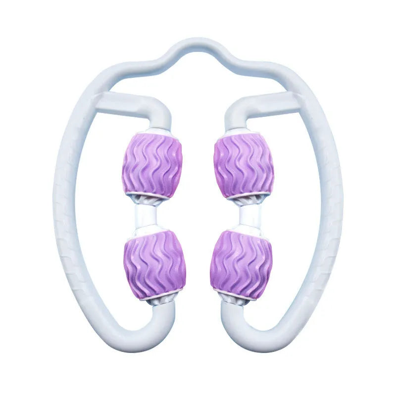 Purple and pink annular silicone leg massage roller for fitness muscle recovery equipment