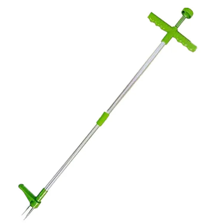 Manual aluminium and plastic garden weeding tool, 50cm long, for digging and weed pulling.