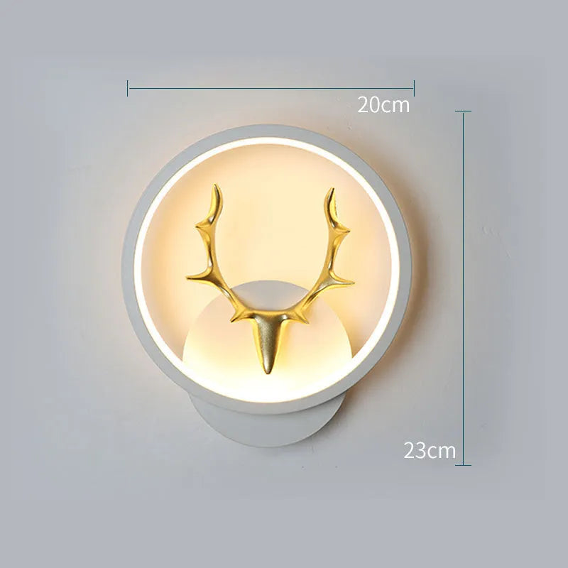 Modern deer antler shaped wall lamp with remote control for dimming and changing light colour