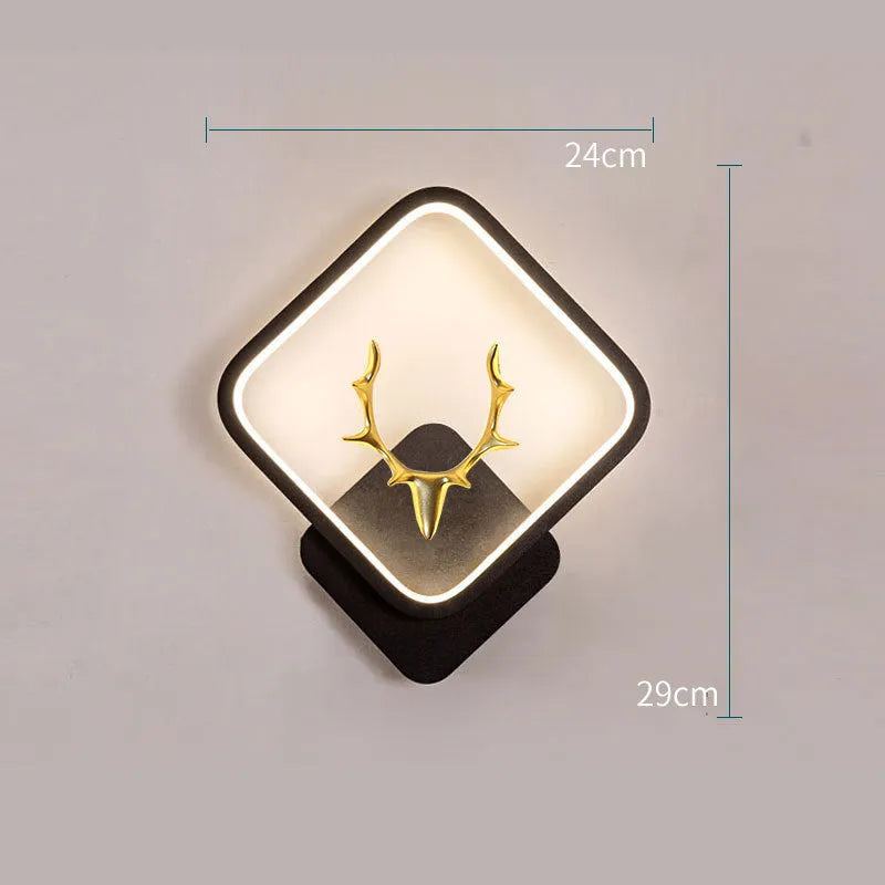 Modern deer antler shaped wall lamp with remote control for dimming and changing light colour
