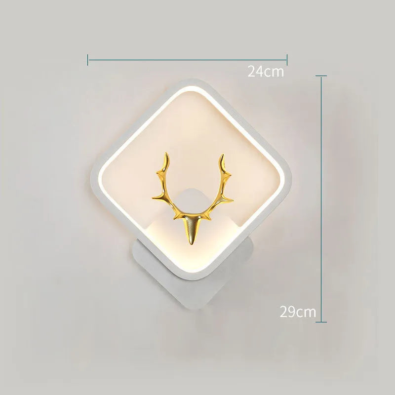 Modern deer antler shaped wall lamp with remote control for dimming and changing light colour