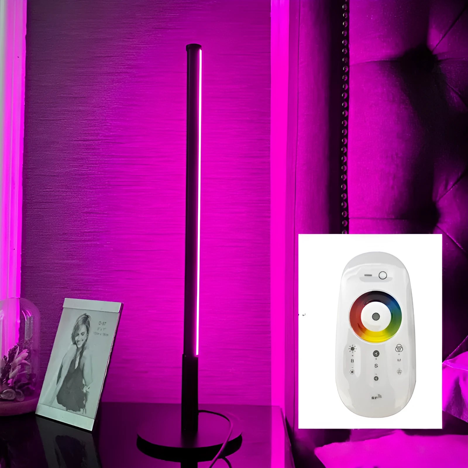 Nordic minimalist bedside table lamp with RGB LED lighting and remote control