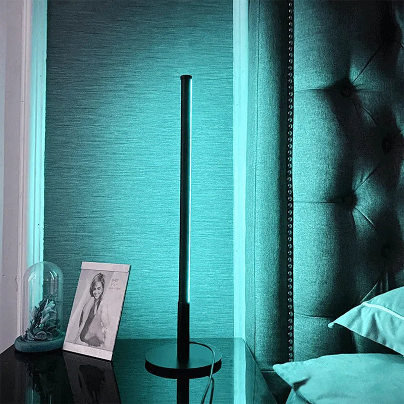 Nordic minimalist bedside table lamp with RGB LED lighting and remote control