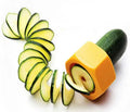 Yellow and green plastic spiral vegetable cutter for kitchen use with 8cm diameter measurements