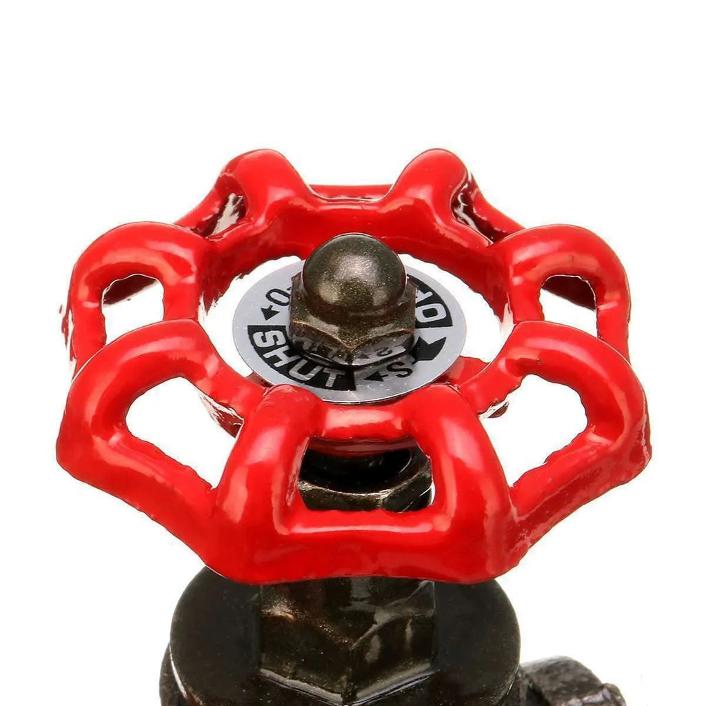 Red steampunk grey copper tee industrial valve with 3/4 size and threaded connections