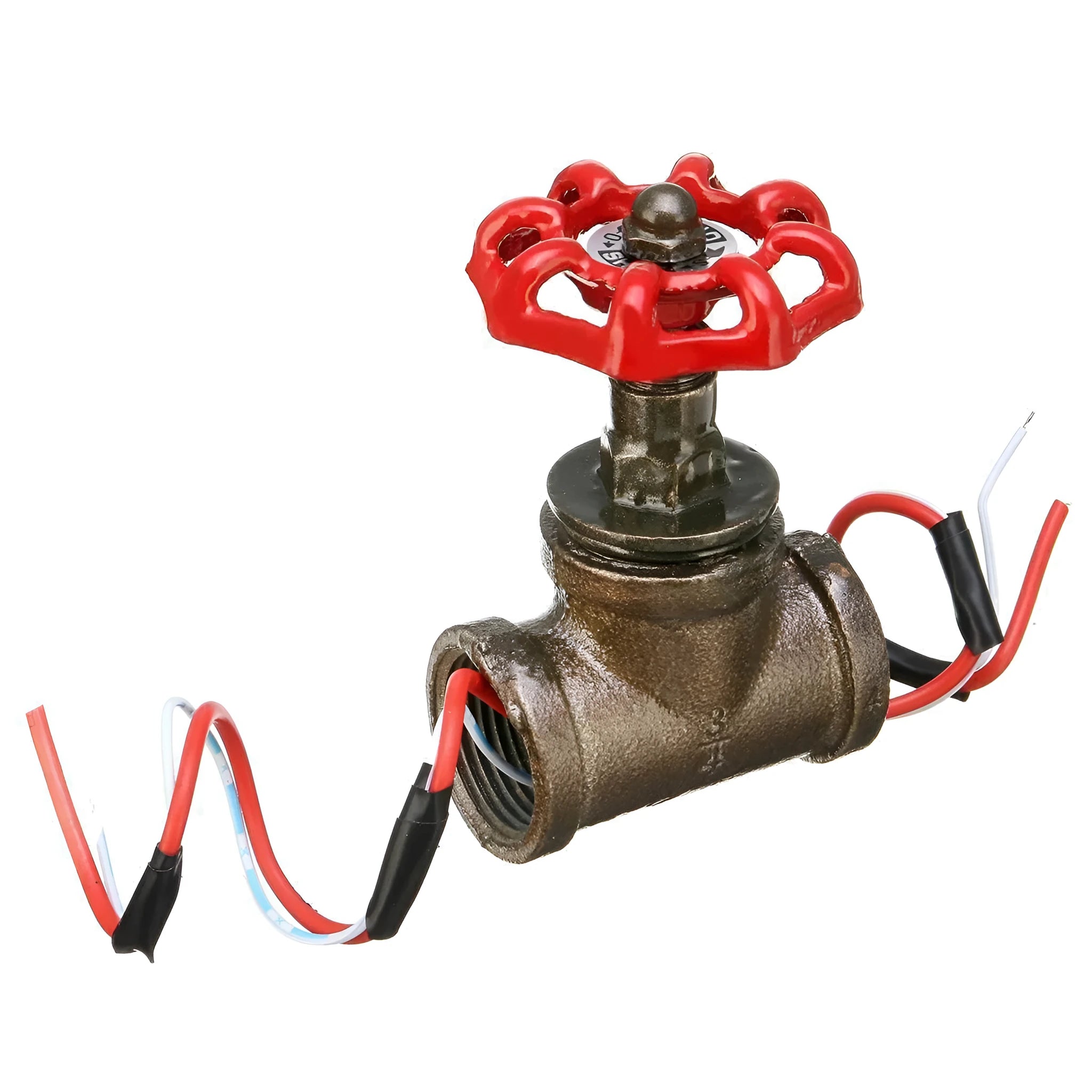 Red steampunk grey copper tee industrial valve with 3/4 size and threaded connections