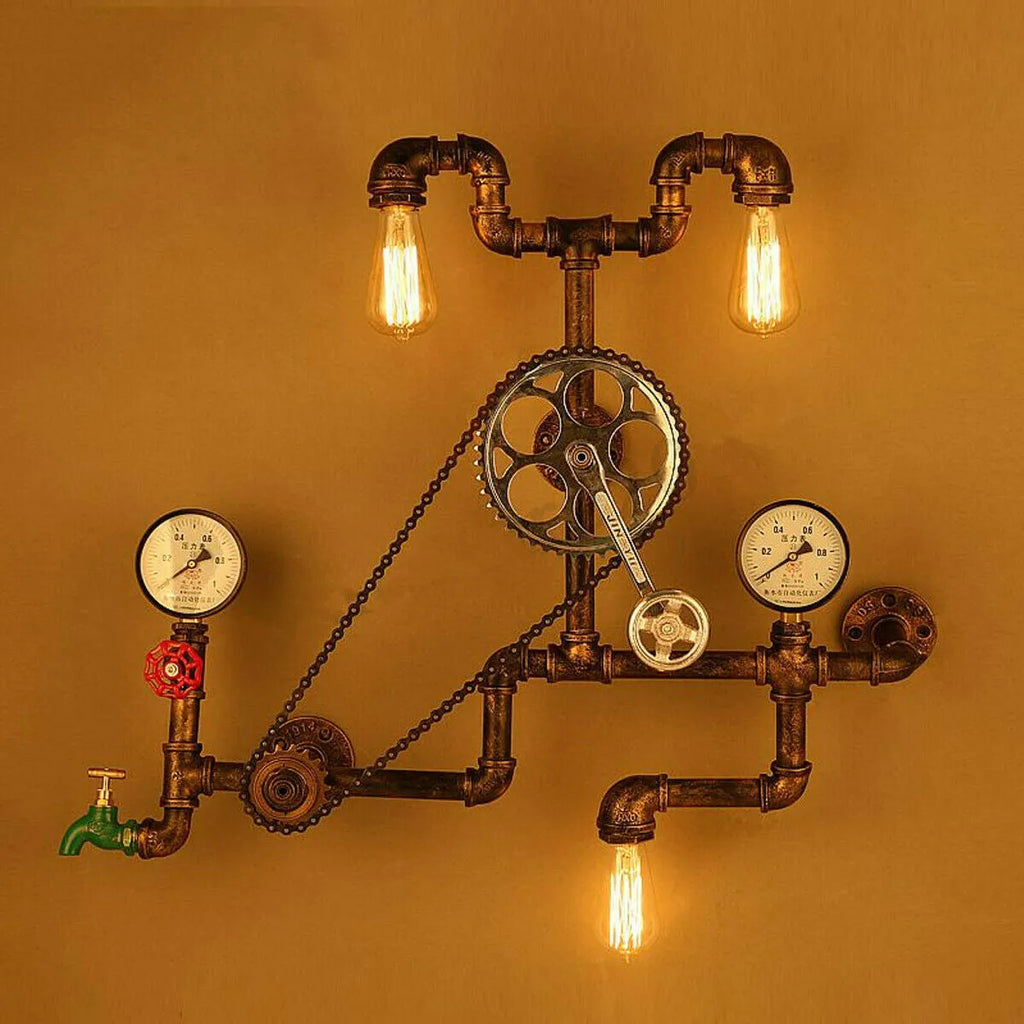 Red steampunk grey copper tee industrial valve with 3/4 size and threaded connections