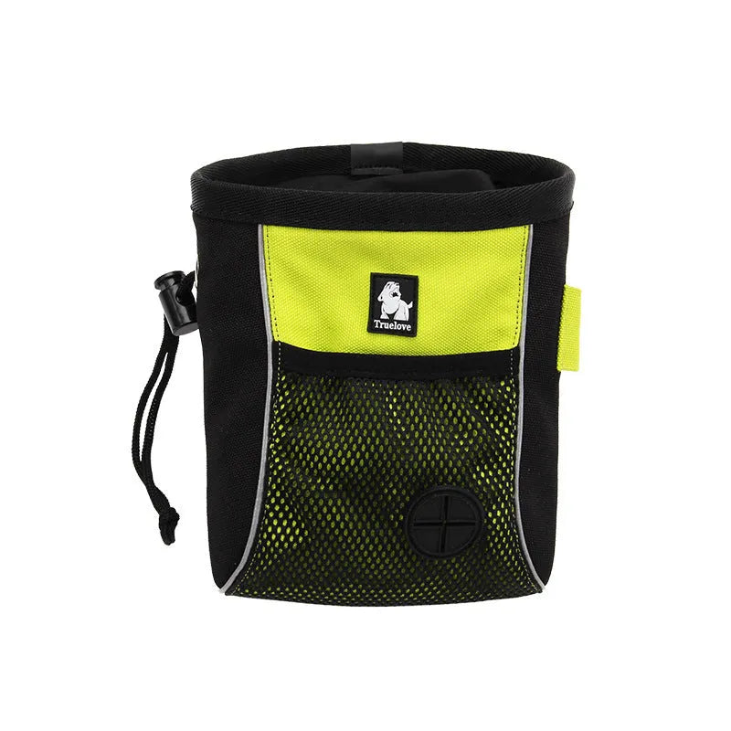 Orange dog training waist bag with adjustable buckle and removable waste compartment shown on waist