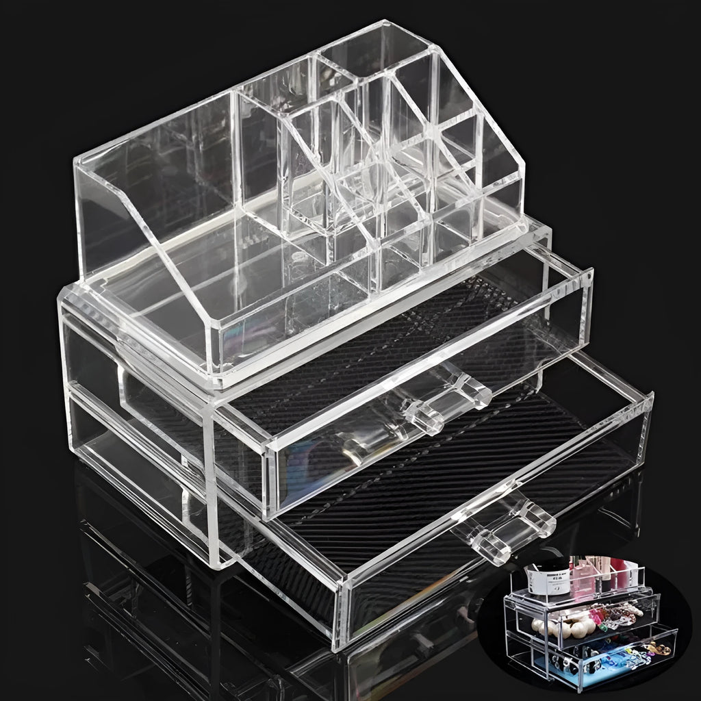 Transparent acrylic foldable storage box with 18 litre capacity for makeup organisation