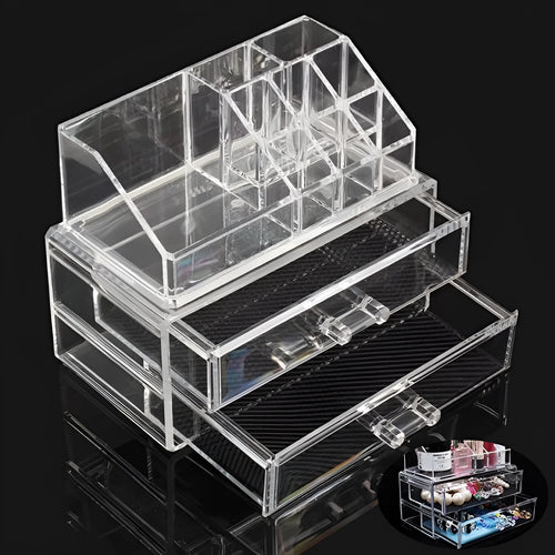 Transparent acrylic foldable storage box with 18 litre capacity for makeup organisation