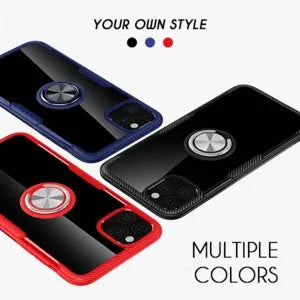 Black PU leather iPhone case for iPhone 11 Pro Max showing button and port access.