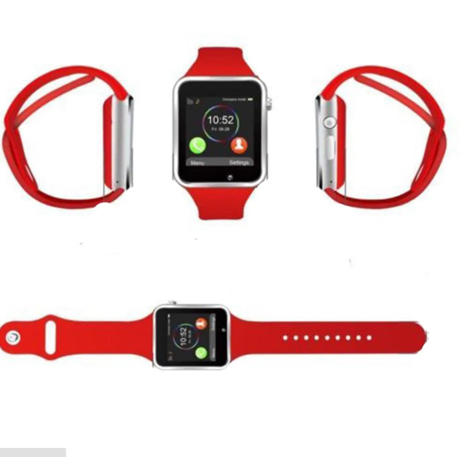A1 smart watch with 1.54-inch touchscreen display shown in multiple colour options: black, silver, white, gold, pink, red, green, blue.