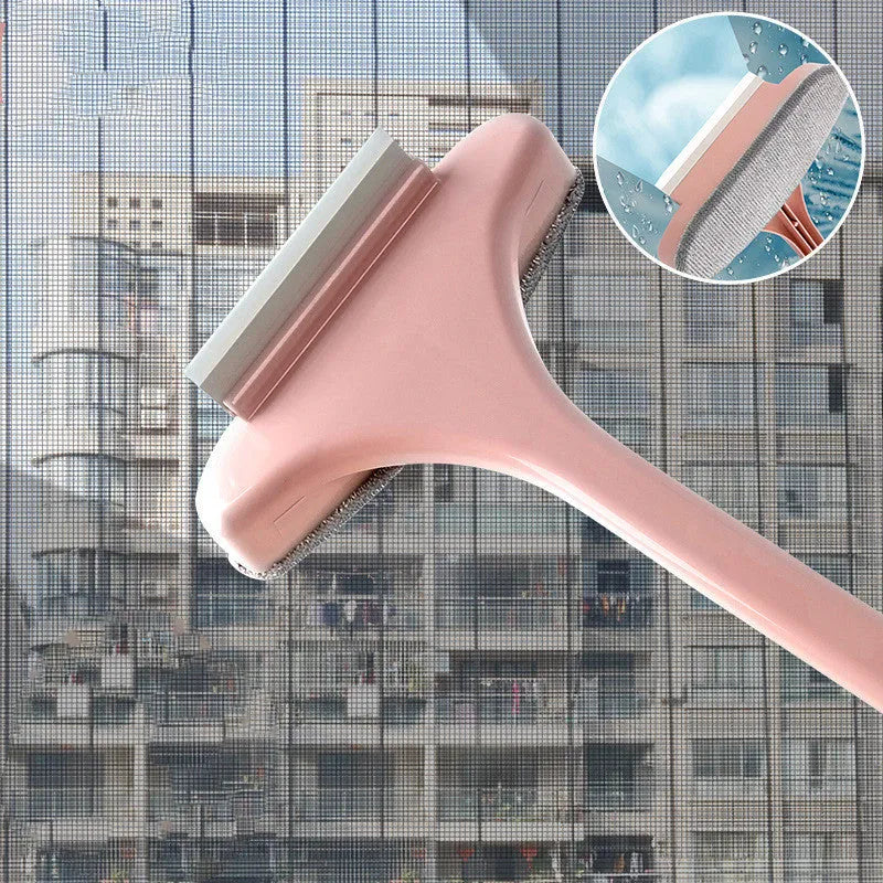 Blue household window cleaning brush with sassafras head and crevice tool.