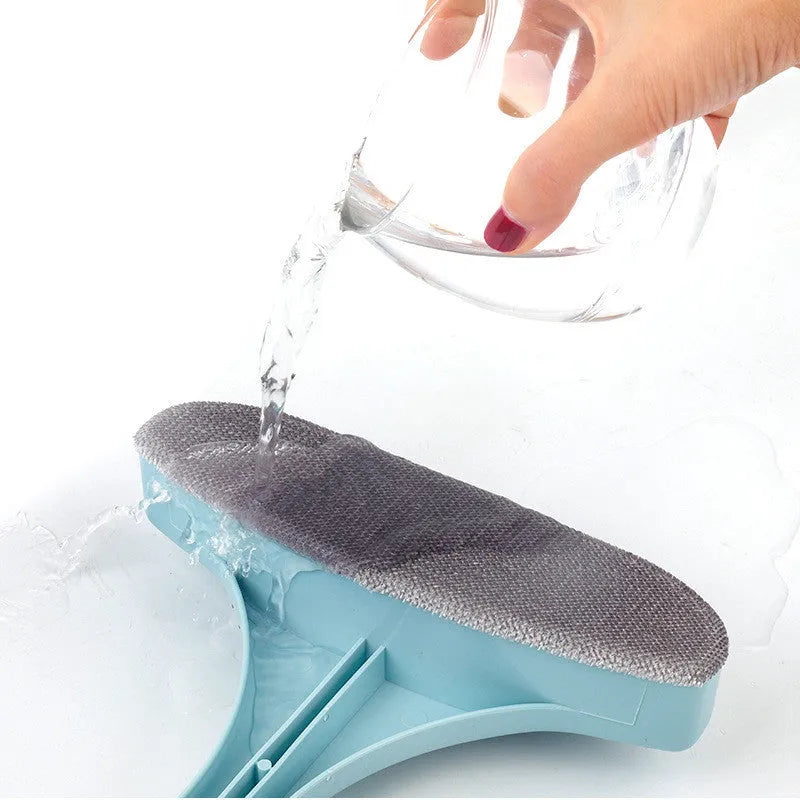 Blue household window cleaning brush with sassafras head and crevice tool.
