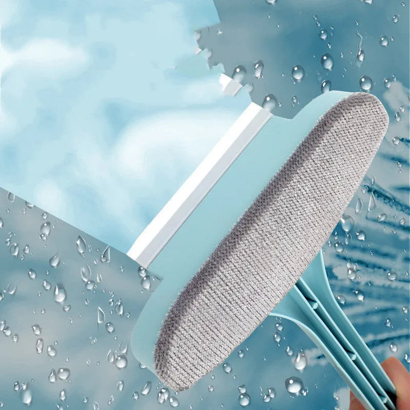 Blue household window cleaning brush with sassafras head and crevice tool.