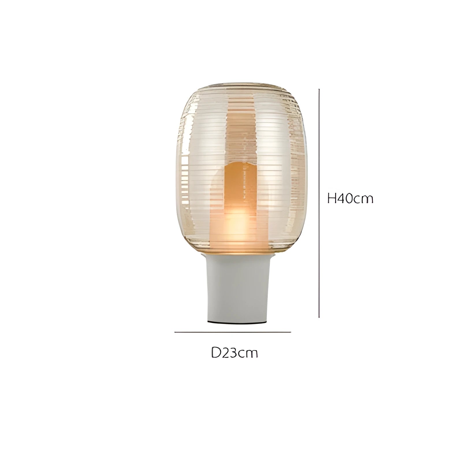 Modern Nordic style glass table lamp in cognac colour with LED light.