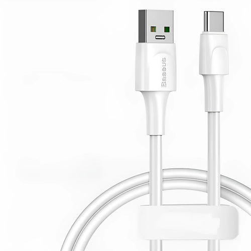 Baseus black and white Micro USB fast charging cables showing 1 metre and 2 metre length options