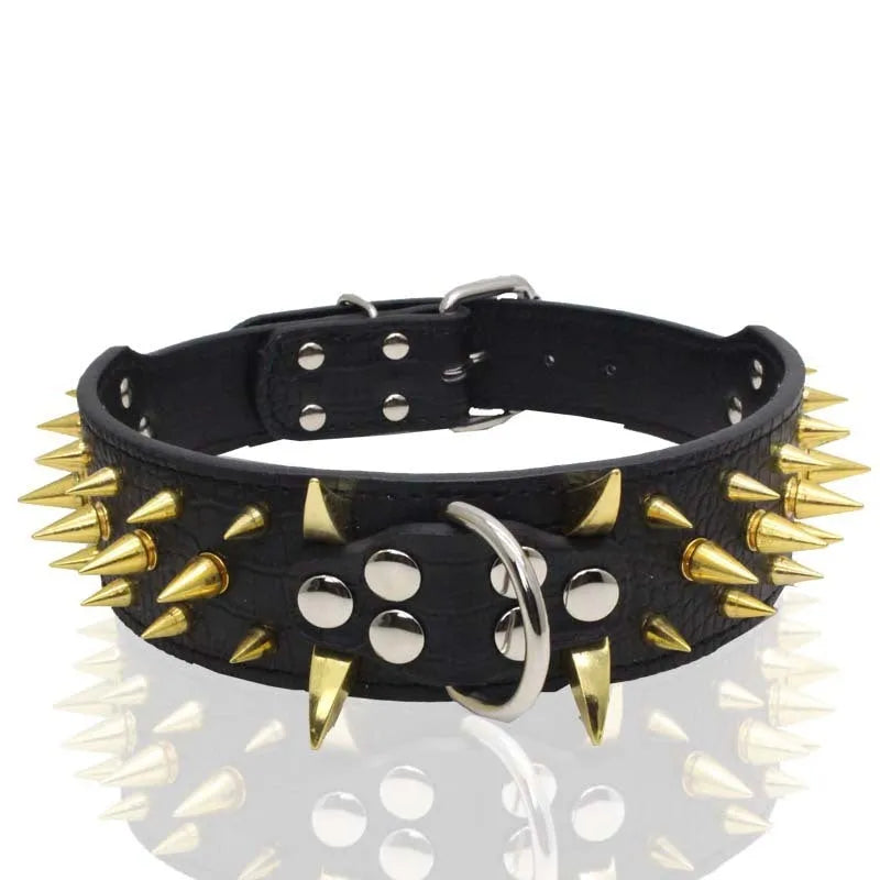 Berry large explosion-proof rivet bite-proof pet collar in PU material, retractable, multiple colours and sizes for dogs