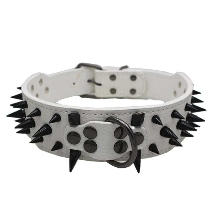 Berry large explosion-proof rivet bite-proof pet collar in PU material, retractable, multiple colours and sizes for dogs
