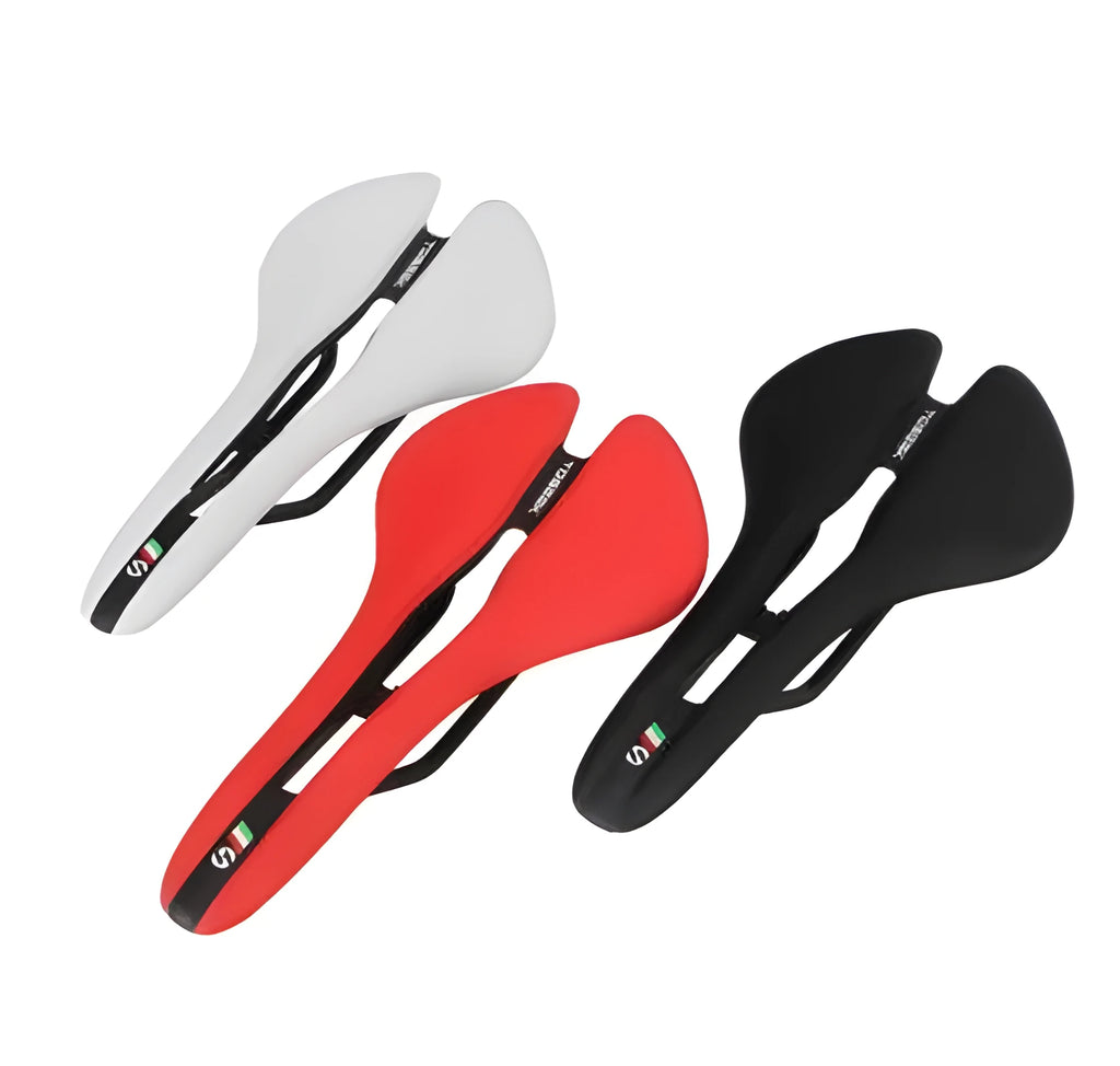 Black plastic bicycle saddle 143mm wide with chrome molybdenum steel rails for road mountain folding bikes