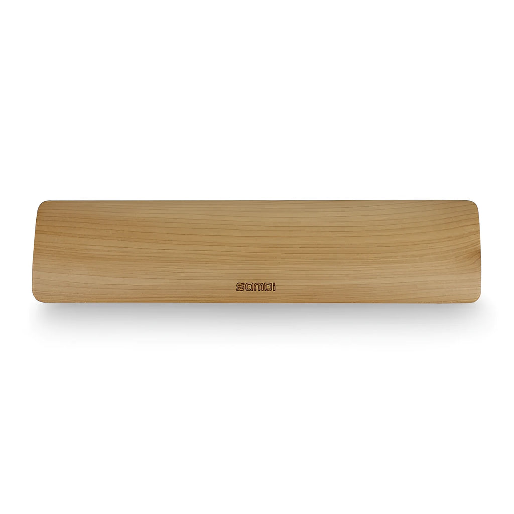 Single-sided wooden wrist pad in birch or walnut, 29.9x7.6x1 mm keyboard support