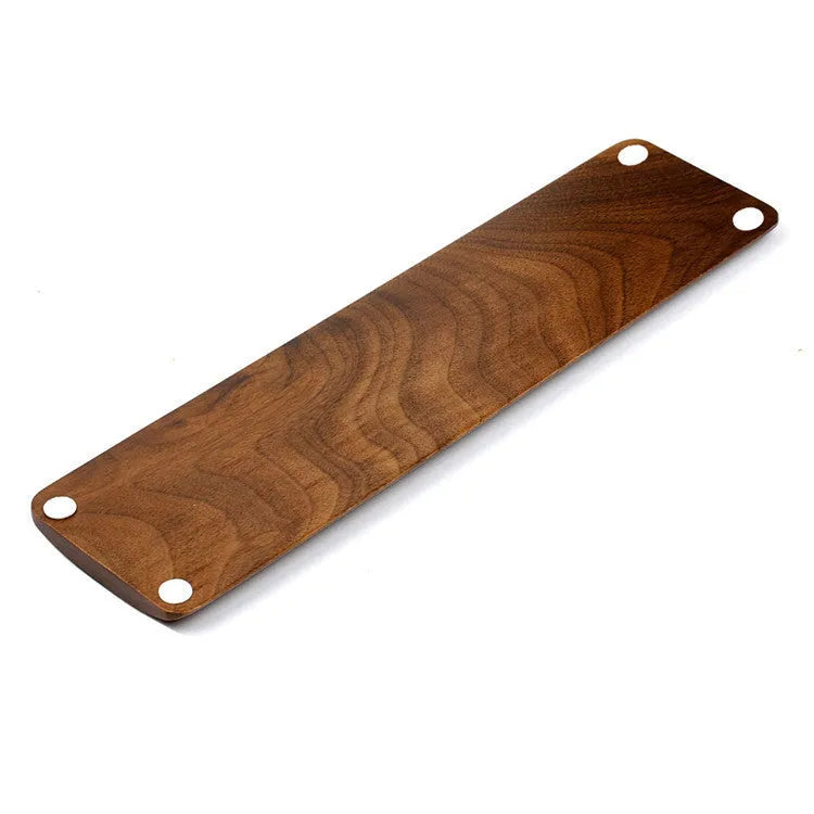 Single-sided wooden wrist pad in birch or walnut, 29.9x7.6x1 mm keyboard support