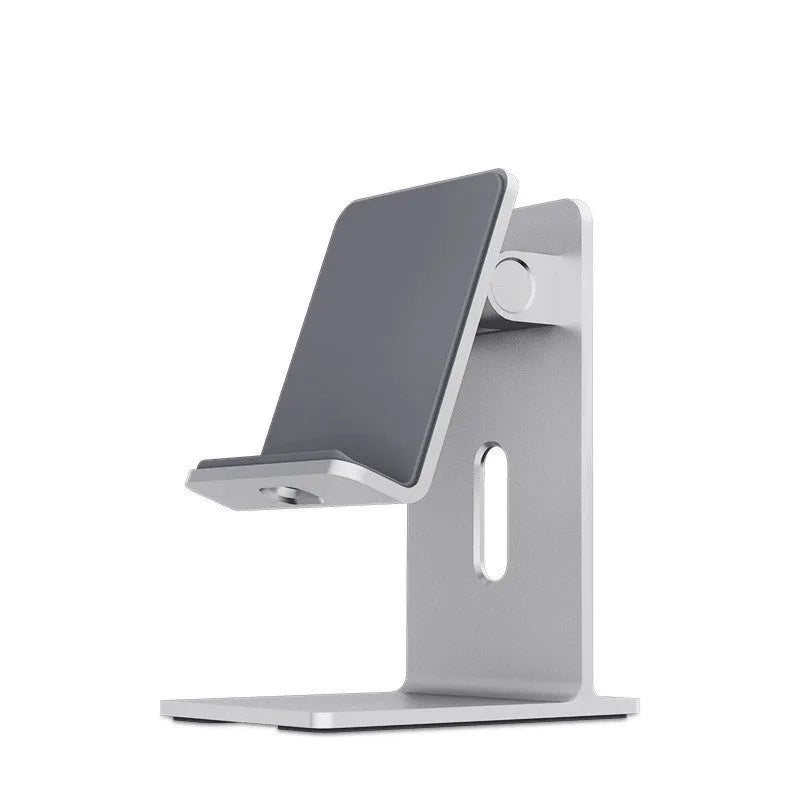 Alloy desktop mobile phone holder bracket in dark gray and silver colours