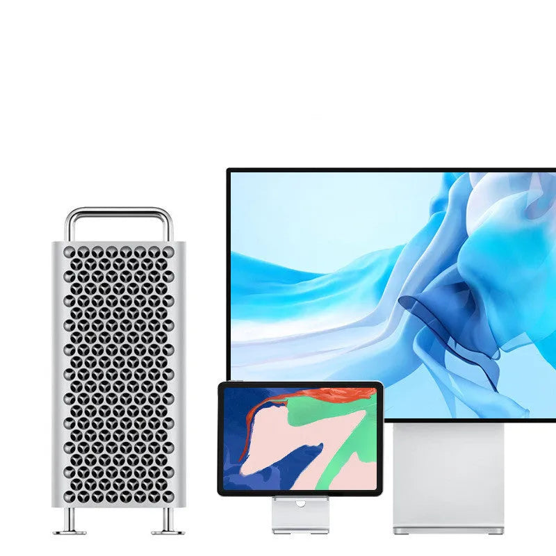 Alloy desktop mobile phone holder bracket in dark gray and silver colours