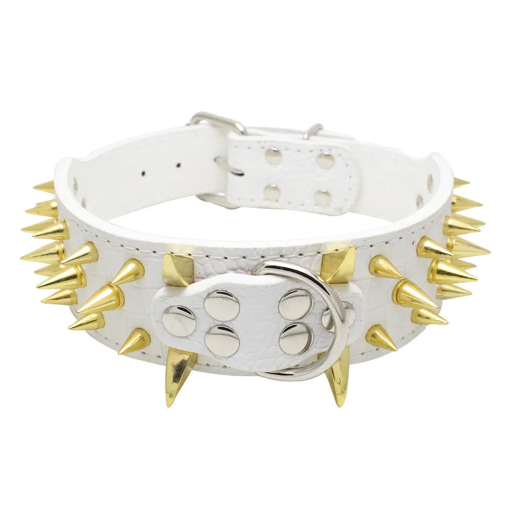 Berry large explosion-proof rivet bite-proof pet collar in PU material, retractable, multiple colours and sizes for dogs