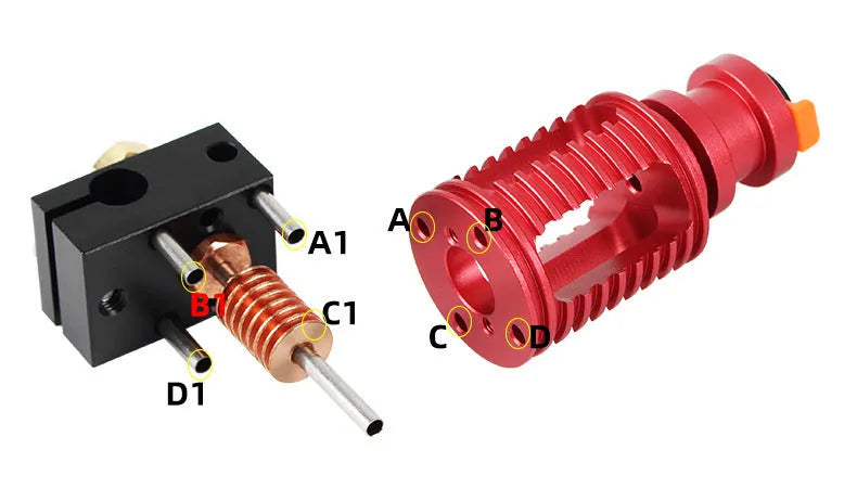 Upgraded Seal 3D printer extruder with Dragon hotend, brass nozzles, orange buckle and wrenches