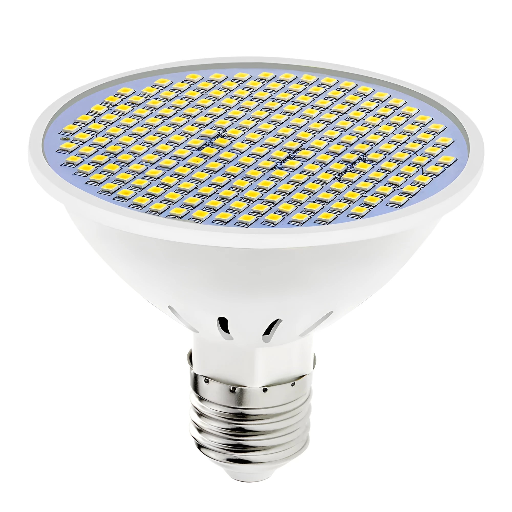 E27 screw base LED lamp cup bulb showing warm white and cool white light options