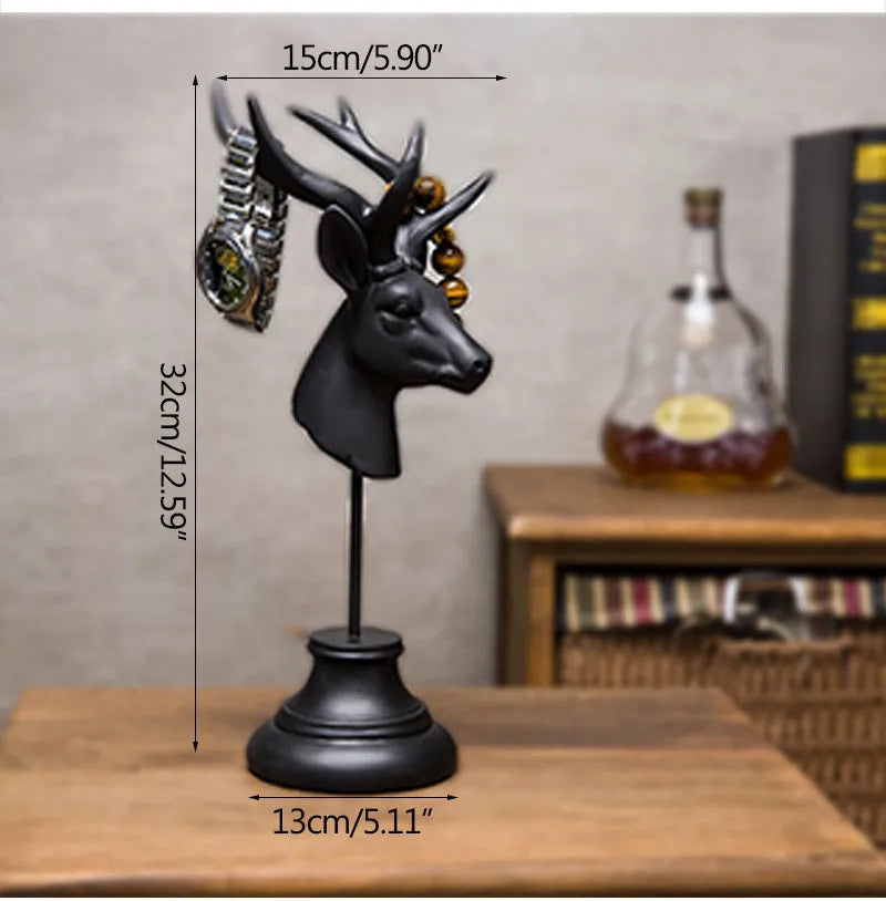 Natural resin animal sculpture decoration in black, white or wood colour, 13x15x32cm dimensions