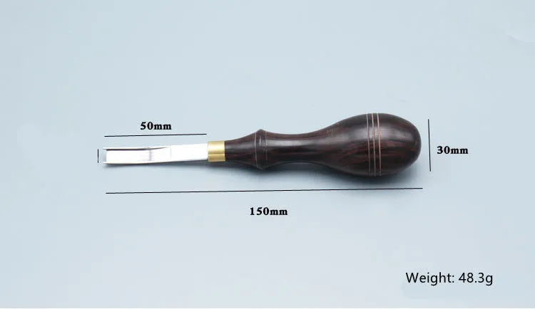 Sectional cutting wide shovel edge thinning knife drum shovel hand tool with leather-wrapped handle
