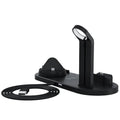 Three-in-one wireless charging bracket for Apple devices in black or white with USB input