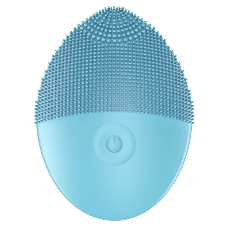Silicone electric facial cleanser in blue with 5 gears ultrasonic rotation 20g waterproof