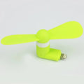 Mobile phone mini fan with plastic blades in six colour options compatible with iPhone and Android