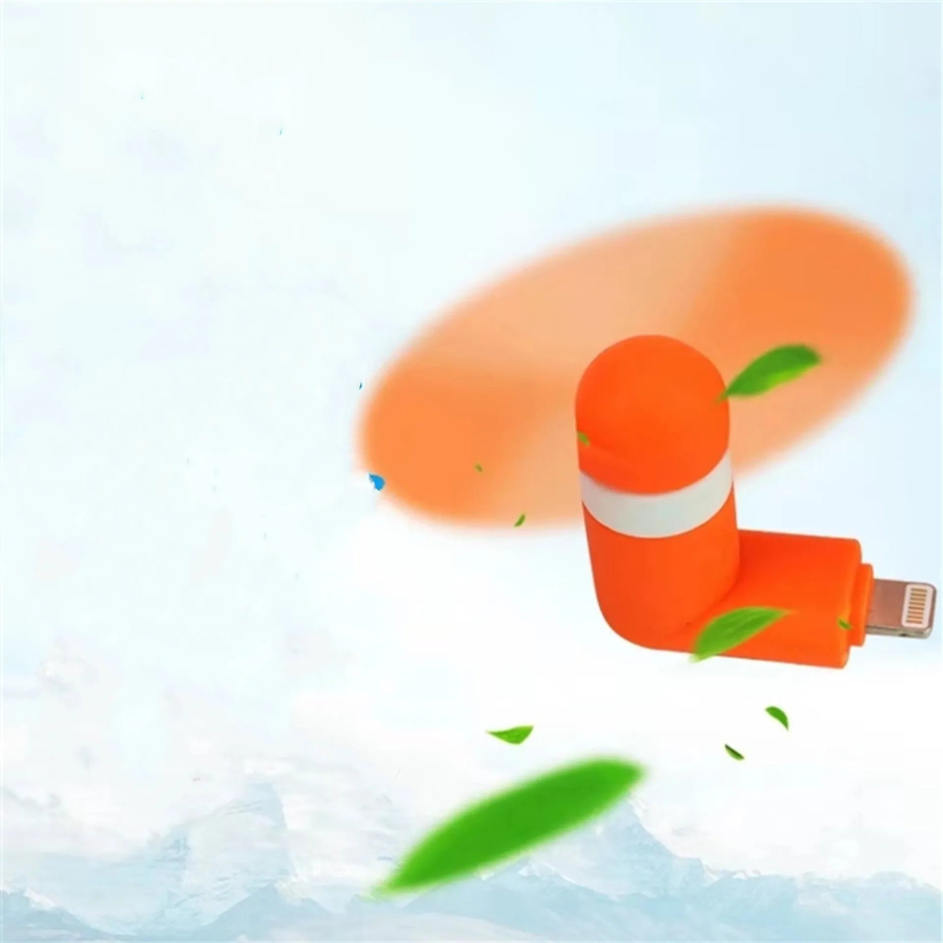 Mobile phone mini fan with plastic blades in six colour options compatible with iPhone and Android