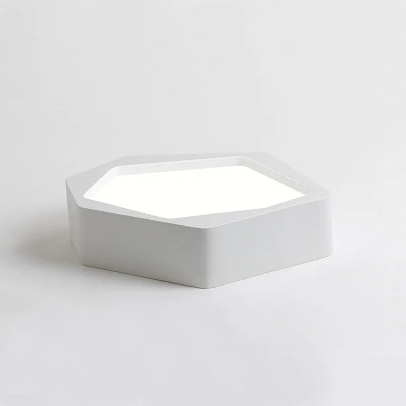 Geometric shaped LED light with iron shade and remote control for living room and bedroom illumination