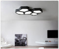 Geometric shaped LED light with iron shade and remote control for living room and bedroom illumination