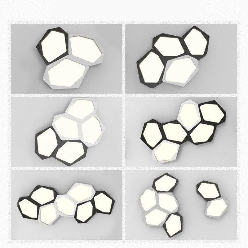 Geometric shaped LED light with iron shade and remote control for living room and bedroom illumination