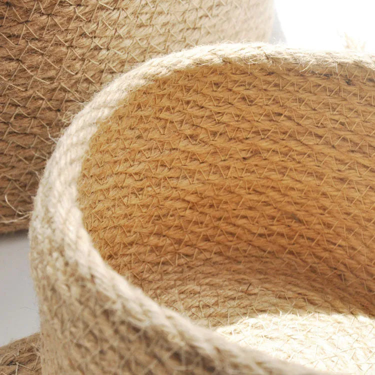 Japanese linen fabric storage basket with dustproof cover in three size options