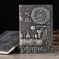 European relief retro notepad with embossed leather cover in metallic colour