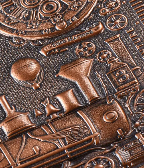 European relief retro notepad with embossed leather cover in metallic colour
