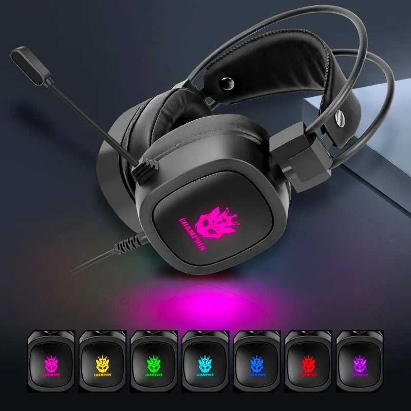 Black gaming headset with microphone and sponge ear cushions on a white background