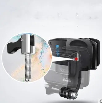 GoPro backpack clip with 360-degree rotation for mounting action cameras on backpack straps