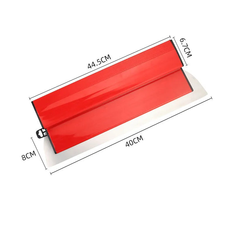 Red handled 40 cm leveling scraper for wall putty and wallpaper removal